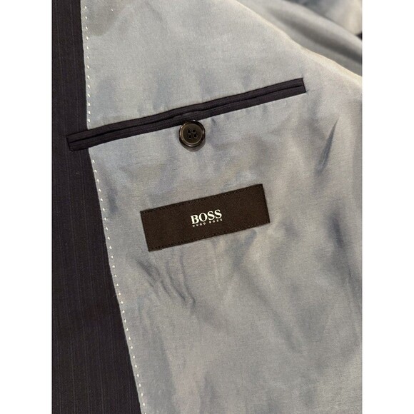 HUGO BOSS Mens Blazer Blue Pasolini Movie Pinstriped Comfort Fit Suit Jacket 38R - Picture 3 of 13